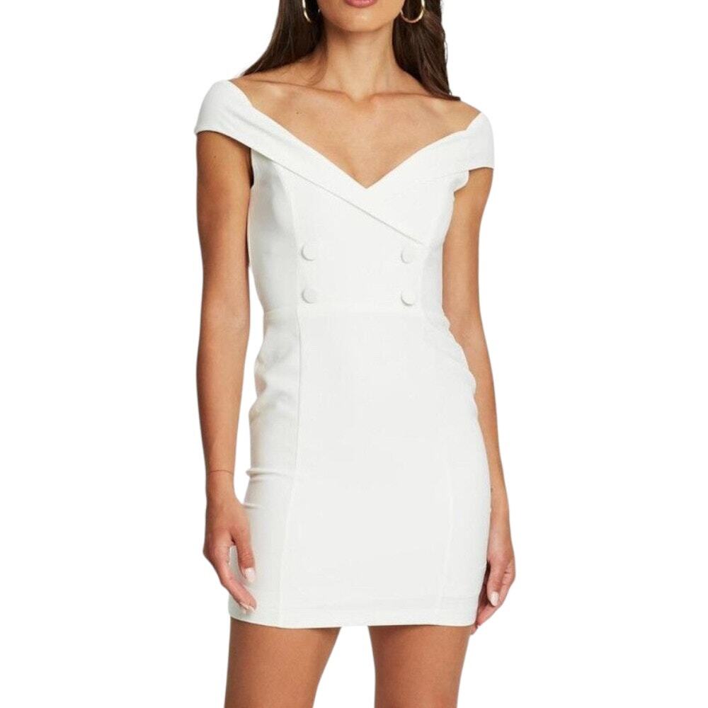 Nookie Bella Ivory White Off Shoulder Bodycon Bridal Mini Dress XS NWT